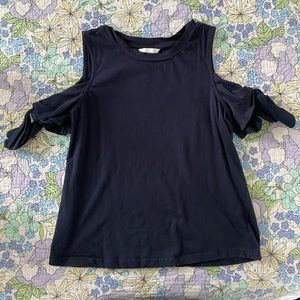 Navy Blue Cold Shoulder Top